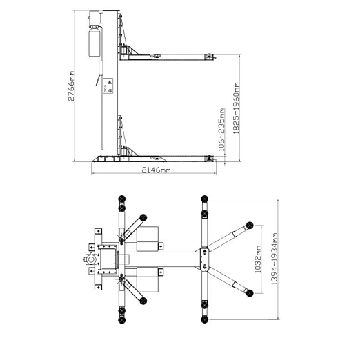 ATIS SL-2500 (PEAK SL-2500) подъемник одностоечный электрогидравлический, 2,5 тонны