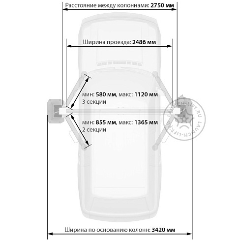 LAUNCH TLT-240SC подъемник двухстоечный электрогидравлический, 4 тонны, 380 В