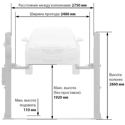 LAUNCH TLT-240SBA подъемник двухстоечный электрогидравлический, 4 тонны, 380 В