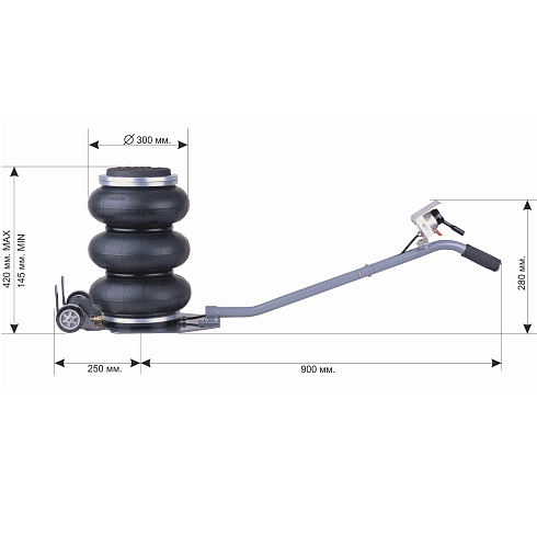 TR-1823 домкрат подкатной пневматический, 3 тонны
